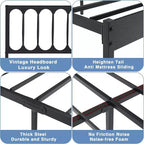 14 Inch Queen Bed Frame, Metal Platform Bed Frame with Headboard, No Box Spring Needed, Noise-Free, Non-Slip, Black