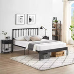 14 Inch Queen Bed Frame, Metal Platform Bed Frame with Headboard, No Box Spring Needed, Noise-Free, Non-Slip, Black