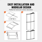 VEVOR Window Door Awning Canopy , UPF 50+ Polycarbonate Entry Door Outdoor Window Awning Exterior, Front Door Overhang Awning