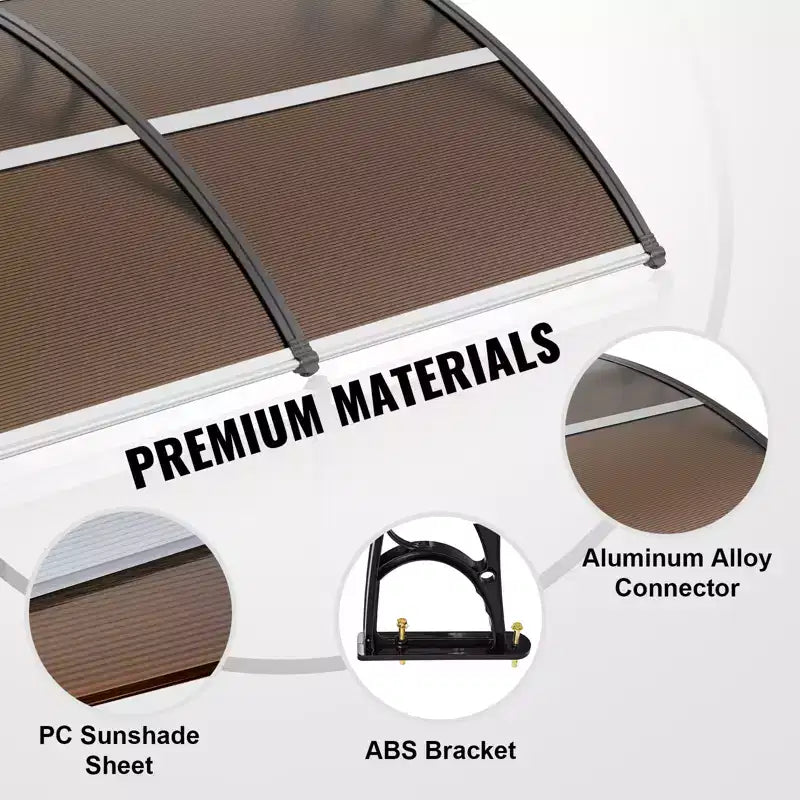 VEVOR Window Door Awning Canopy , UPF 50+ Polycarbonate Entry Door Outdoor Window Awning Exterior, Front Door Overhang Awning