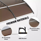 VEVOR Window Door Awning Canopy , UPF 50+ Polycarbonate Entry Door Outdoor Window Awning Exterior, Front Door Overhang Awning