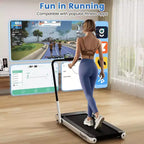 Costway 3-in-1 Folding Treadmill with Smart Apps Remote Control LED Display and Speakers Blue/Silver