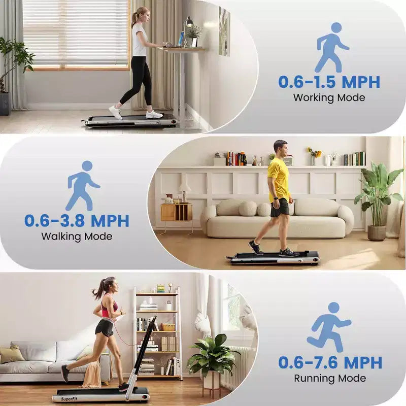 Costway 3-in-1 Folding Treadmill with Smart Apps Remote Control LED Display and Speakers Blue/Silver