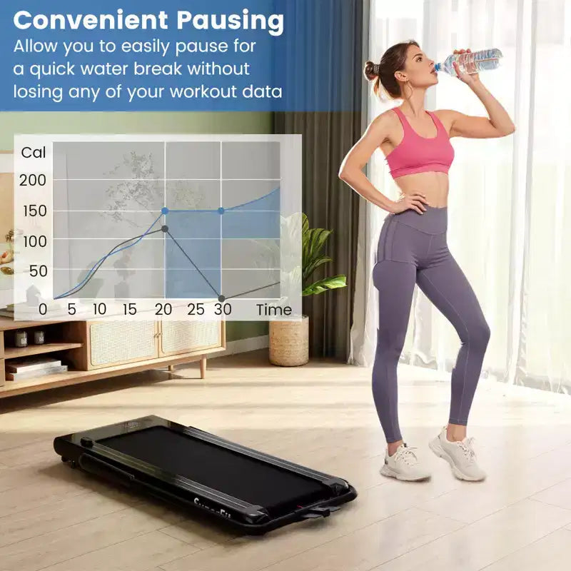 Costway 3-in-1 Folding Treadmill with Smart Apps Remote Control LED Display and Speakers Blue/Silver