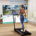 Costway 3-in-1 Folding Treadmill with Smart Apps Remote Control LED Display and Speakers Blue/Silver