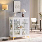 Kings Brand Furniture Modern Buffet Display Curio Cabinet with Glass Doors and Adjustable Shelves