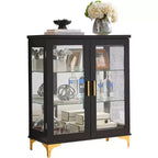 Kings Brand Furniture Modern Buffet Display Curio Cabinet with Glass Doors and Adjustable Shelves