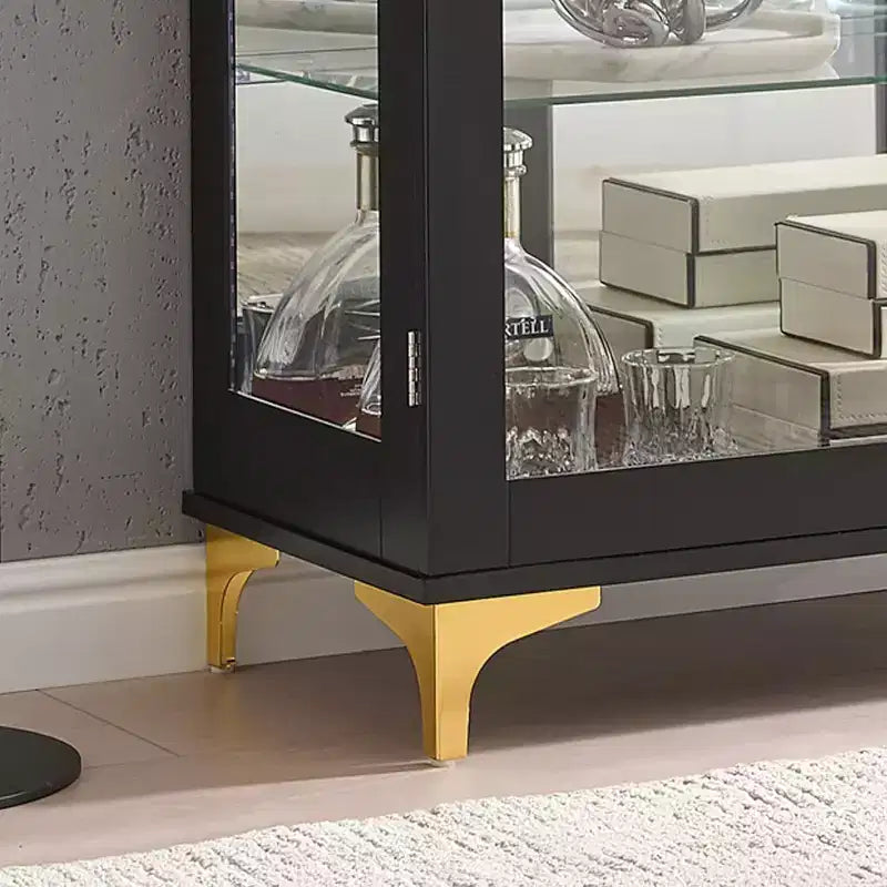 Kings Brand Furniture Modern Buffet Display Curio Cabinet with Glass Doors and Adjustable Shelves