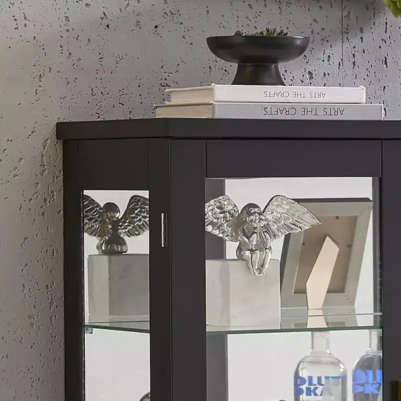 Kings Brand Furniture Modern Buffet Display Curio Cabinet with Glass Doors and Adjustable Shelves