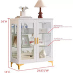 Kings Brand Furniture Modern Buffet Display Curio Cabinet with Glass Doors and Adjustable Shelves