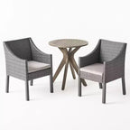 Christopher Knight Home Arrigo Outdoor Acacia Wood and Wicker 3 Piece Bistro Set