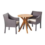 Christopher Knight Home Arrigo Outdoor Acacia Wood and Wicker 3 Piece Bistro Set