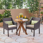 Christopher Knight Home Arrigo Outdoor Acacia Wood and Wicker 3 Piece Bistro Set