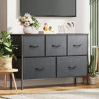 5 Drawer Dresser, Long Fabric Storage Unit for Bedroom, Closet, Living Room, Hallway & Nursery