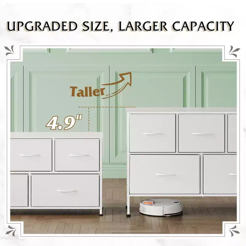 5 Drawer Dresser, Long Fabric Storage Unit for Bedroom, Closet, Living Room, Hallway & Nursery