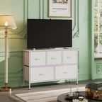 5 Drawer Dresser, Long Fabric Storage Unit for Bedroom, Closet, Living Room, Hallway & Nursery