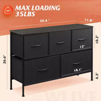 5 Drawer Dresser, Long Fabric Storage Unit for Bedroom, Closet, Living Room, Hallway & Nursery