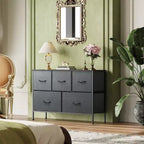 5 Drawer Dresser, Long Fabric Storage Unit for Bedroom, Closet, Living Room, Hallway & Nursery