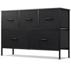 5 Drawer Dresser, Long Fabric Storage Unit for Bedroom, Closet, Living Room, Hallway & Nursery