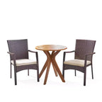 Christopher Knight Home Kent Outdoor Acacia Wood and Wicker 3 Piece Bistro Set