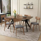 Christopher Knight Home Lareyna 7 Piece Mid-Century Modern Rubberwood Upholstered Dining Set