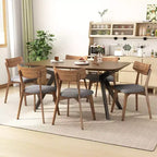Christopher Knight Home Lareyna 7 Piece Mid-Century Modern Rubberwood Upholstered Dining Set