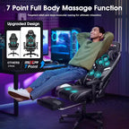 Douxlife Modern 7-Point Massage Ergonomic Gaming Chair with Footrest & Adjustable Armrests Black Gray