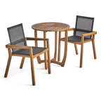 Christopher Knight Home Marcello Outdoor Mesh and Acacia Wood 3 Piece Bistro Set