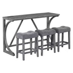 4-Piece Farmhouse Bar Height Dining Set with 3 Stool Counter Height Dining Set Breakfast Table Set Bistro Dining Set, Rustic&Industrial-ModernLuxe