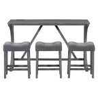 4-Piece Farmhouse Bar Height Dining Set with 3 Stool Counter Height Dining Set Breakfast Table Set Bistro Dining Set, Rustic&Industrial-ModernLuxe
