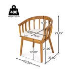 Christopher Knight Home Laura Outdoor Acacia Wood Slatted Curved Backrest Dining Chair with Cushion (Set of 2)