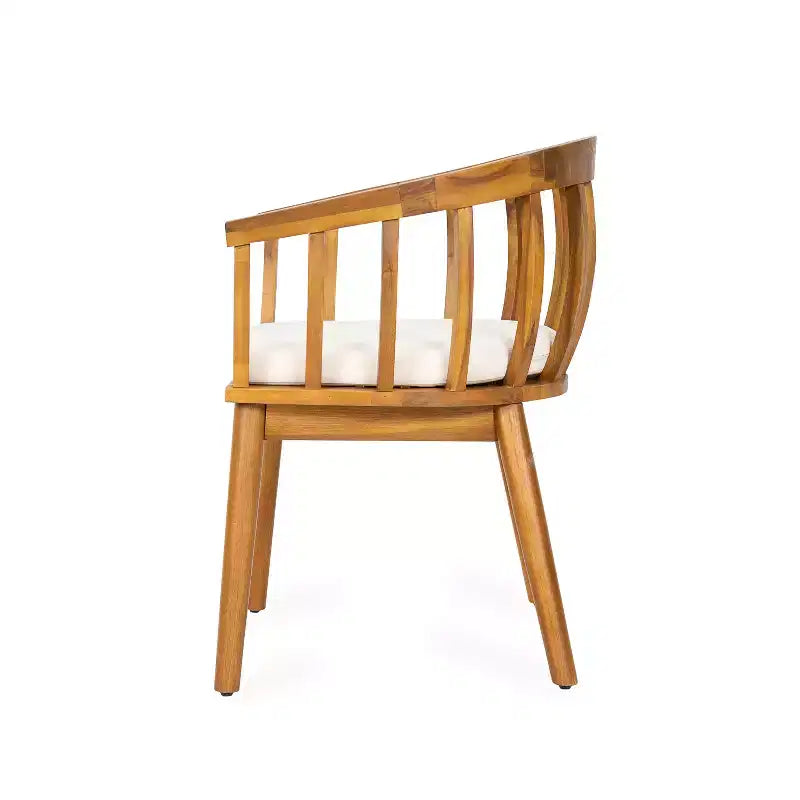 Christopher Knight Home Laura Outdoor Acacia Wood Slatted Curved Backrest Dining Chair with Cushion (Set of 2)