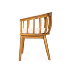 Christopher Knight Home Laura Outdoor Acacia Wood Slatted Curved Backrest Dining Chair with Cushion (Set of 2)