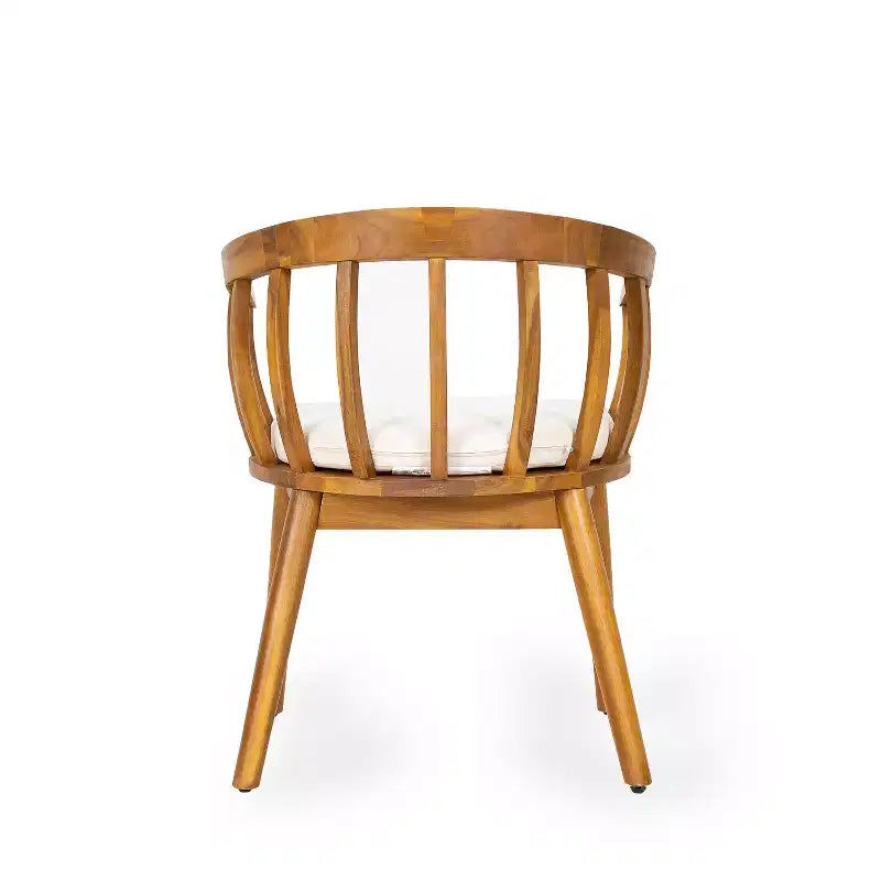 Christopher Knight Home Laura Outdoor Acacia Wood Slatted Curved Backrest Dining Chair with Cushion (Set of 2)