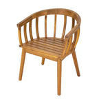 Christopher Knight Home Laura Outdoor Acacia Wood Slatted Curved Backrest Dining Chair with Cushion (Set of 2)