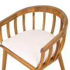 Christopher Knight Home Laura Outdoor Acacia Wood Slatted Curved Backrest Dining Chair with Cushion (Set of 2)