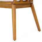 Christopher Knight Home Laura Outdoor Acacia Wood Slatted Curved Backrest Dining Chair with Cushion (Set of 2)