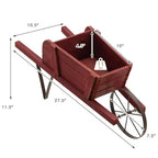 Costway Wooden Wagon Planter Decorative Indoor/Outdoor Rustic Flower Cart with Wheel Blue/Beige/Red