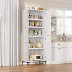 71 Farmhouse Tall Storage Cabinet, Adjustable Shelves & 4 Doors - Bathroom Pantry Organizer for Kitchen, Dining Room and office