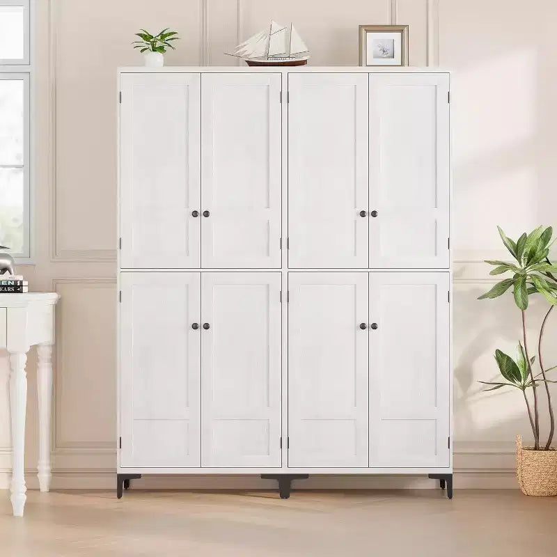 71 Farmhouse Tall Storage Cabinet, Adjustable Shelves & 4 Doors - Bathroom Pantry Organizer for Kitchen, Dining Room and office