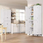 71 Farmhouse Tall Storage Cabinet, Adjustable Shelves & 4 Doors - Bathroom Pantry Organizer for Kitchen, Dining Room and office