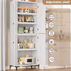71 Farmhouse Tall Storage Cabinet, Adjustable Shelves & 4 Doors - Bathroom Pantry Organizer for Kitchen, Dining Room and office