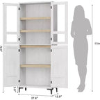 71 Farmhouse Tall Storage Cabinet, Adjustable Shelves & 4 Doors - Bathroom Pantry Organizer for Kitchen, Dining Room and office