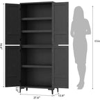 71 Farmhouse Tall Storage Cabinet, Adjustable Shelves & 4 Doors - Bathroom Pantry Organizer for Kitchen, Dining Room and office