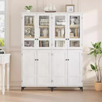 71 Farmhouse Tall Storage Cabinet, Adjustable Shelves & 4 Doors - Bathroom Pantry Organizer for Kitchen, Dining Room and office