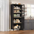 71 Farmhouse Tall Storage Cabinet, Adjustable Shelves & 4 Doors - Bathroom Pantry Organizer for Kitchen, Dining Room and office