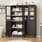 71 Farmhouse Tall Storage Cabinet, Adjustable Shelves & 4 Doors - Bathroom Pantry Organizer for Kitchen, Dining Room and office