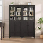 71 Farmhouse Tall Storage Cabinet, Adjustable Shelves & 4 Doors - Bathroom Pantry Organizer for Kitchen, Dining Room and office