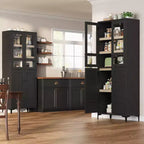 71 Farmhouse Tall Storage Cabinet, Adjustable Shelves & 4 Doors - Bathroom Pantry Organizer for Kitchen, Dining Room and office