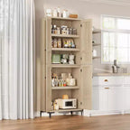 71 Farmhouse Tall Storage Cabinet, Adjustable Shelves & 4 Doors - Bathroom Pantry Organizer for Kitchen, Dining Room and office